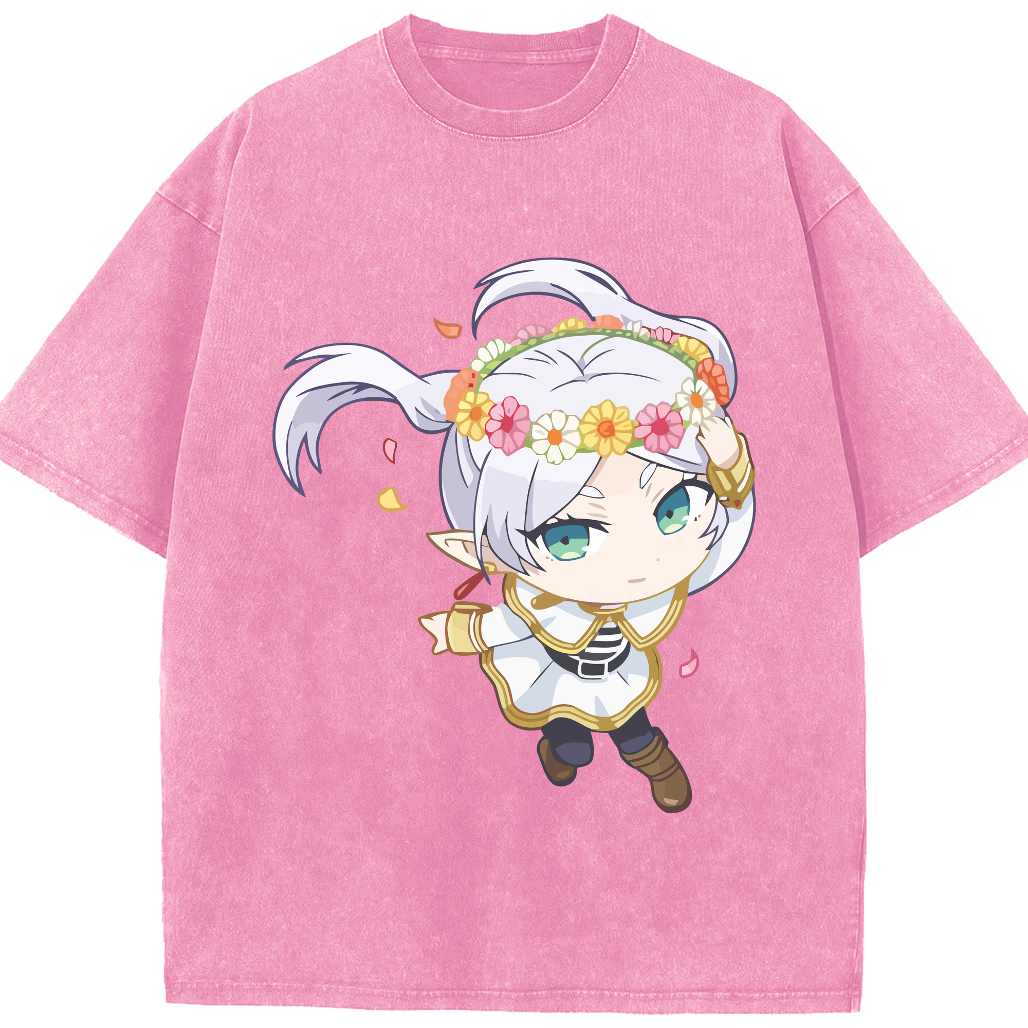 （画像用） 葬送のフリーレン Frieren 綿100% ヴィンテージ風 半袖Tシャツ（フロントプリント）